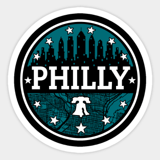 Green Grey Philly Fan Philadelphia Skyline Liberty Bell Sticker